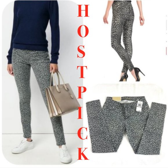 Leopard Print Stretch Denim Izzy Skinny Jeans - Picture 1 of 12